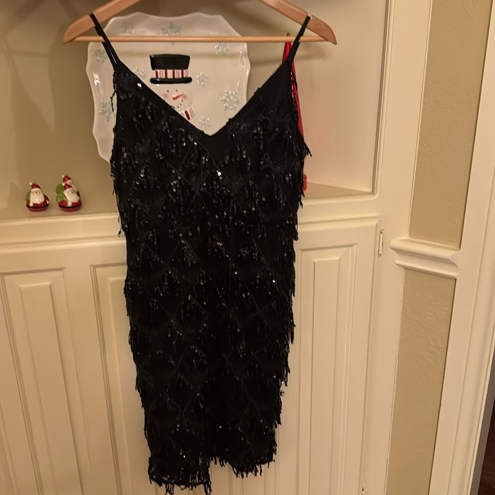 Strappy black sequin party dresses -sz M
